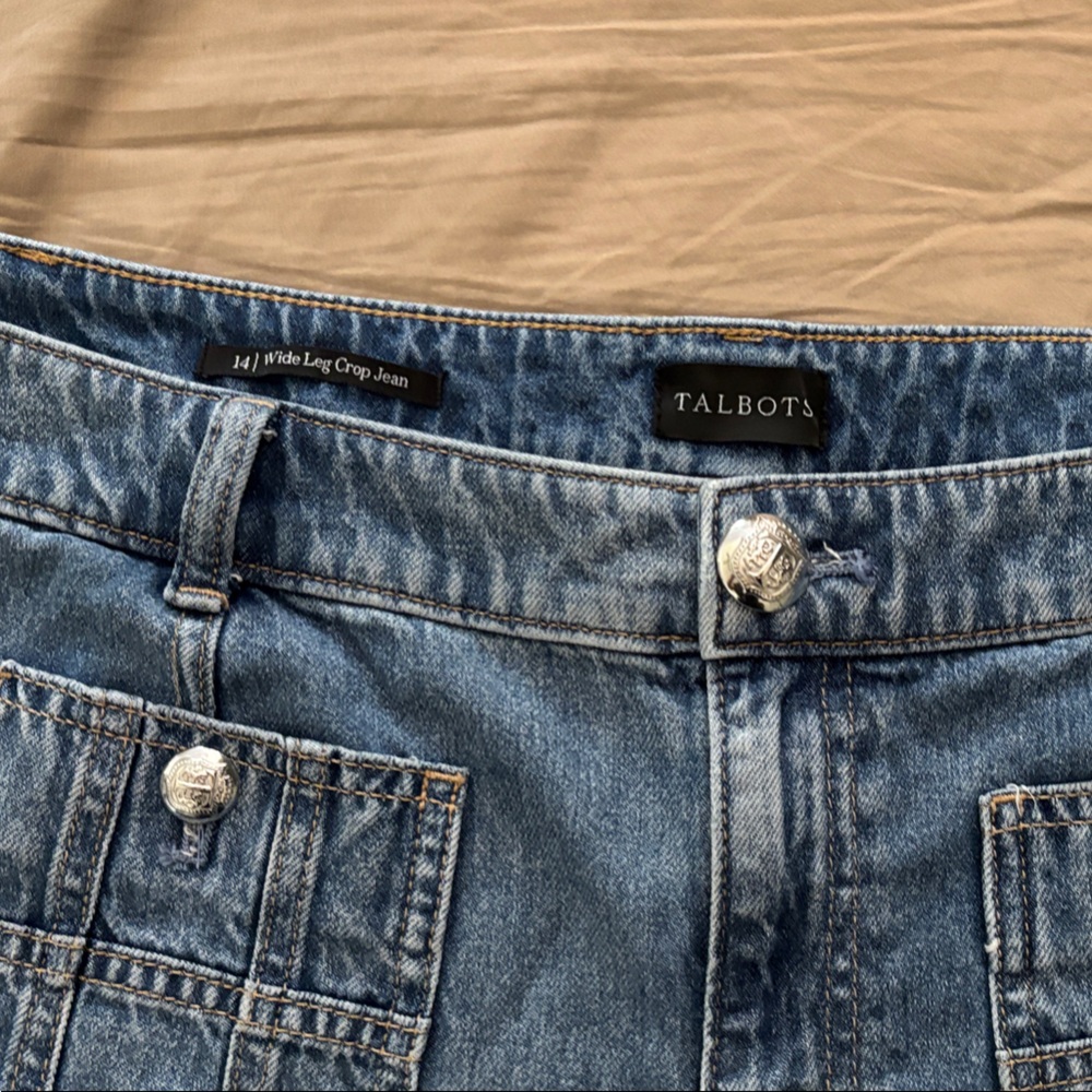 Talbots Blue Wide Leg Cropped Jeans